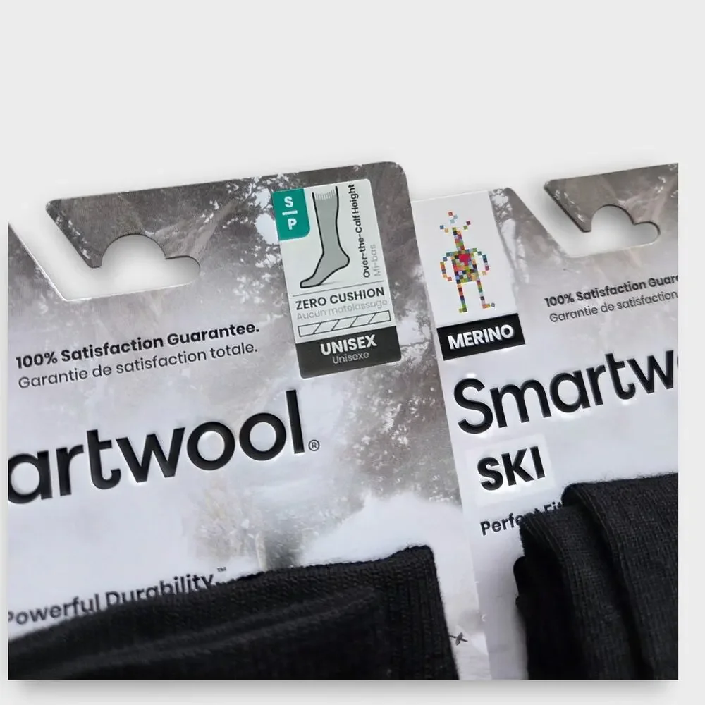 NEW (2) Smartwool Ski Zero Cushion Over the Calf Socks Black Women’s Sm 4 - 6.5